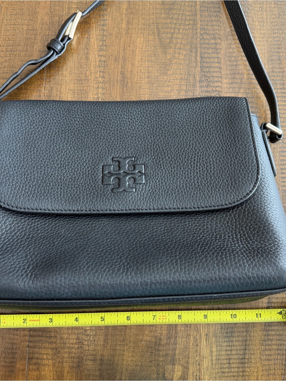 Tory Burch Black Pebbled Leather Crossbody with Tassel - Picture 4 of 7